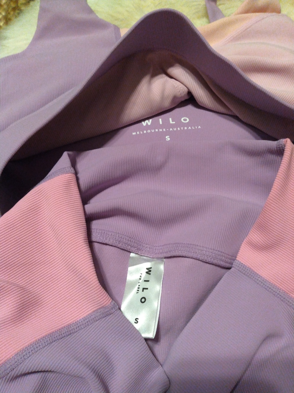 WILO Lavender & Pink Active Leggings and Matching Sports Bra Size Small - Picture 9 of 12